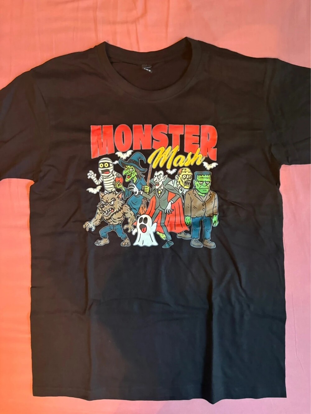 Monster Mash Halloween Classic Monsters Black Graphic Tee Size M